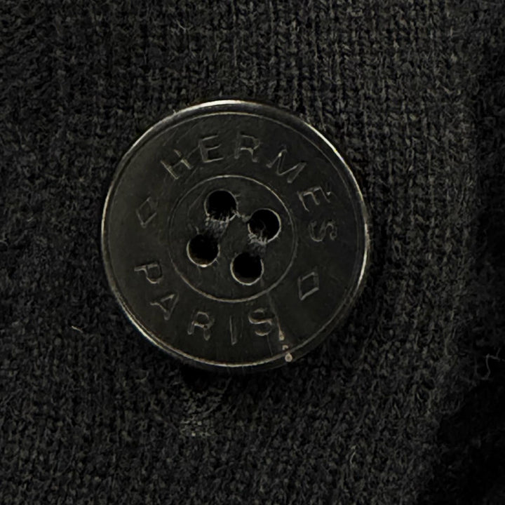 Great HERMES cardigan Chaine d'Ancre pattern knit, Sellier button cashmere 36