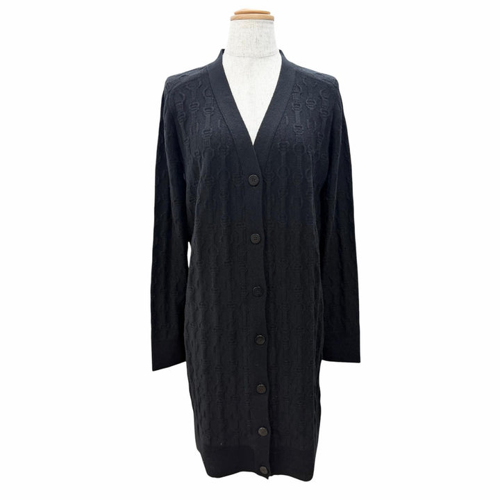 Great HERMES cardigan Chaine d'Ancre pattern knit, Sellier button cashmere 36