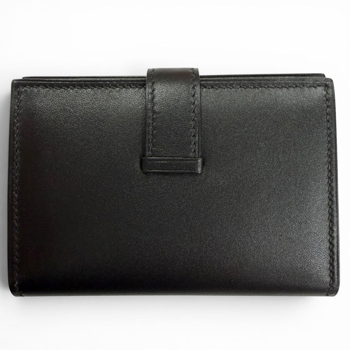 Great HERMES Card Case Bean mini black Box scarf Leather Women