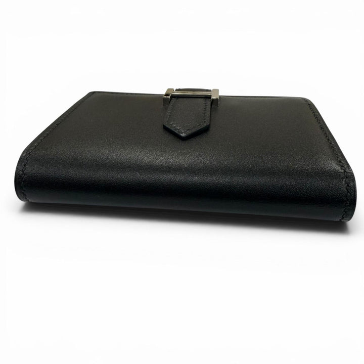 Great HERMES Card Case Bean mini black Box scarf Leather Women