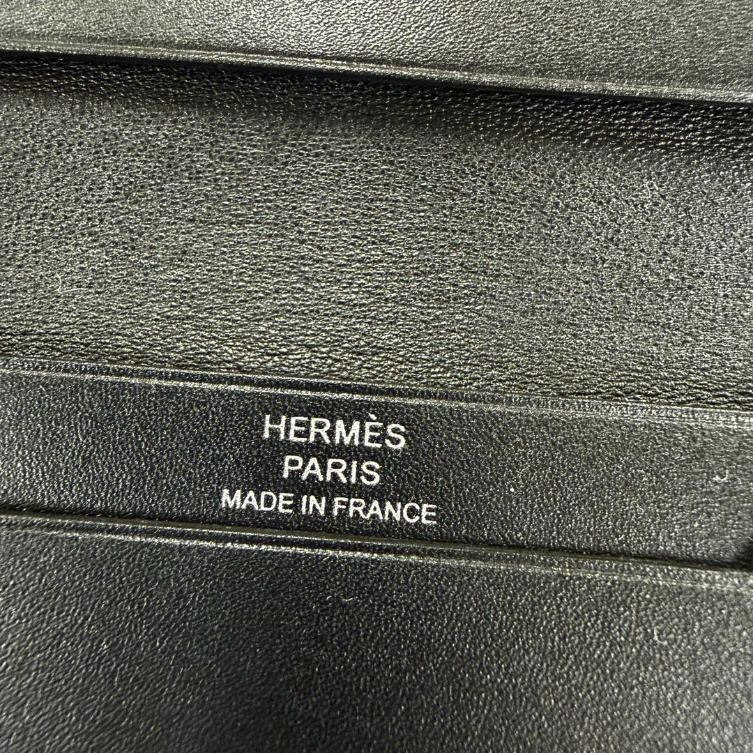 Great HERMES Card Case Bean mini black Box scarf Leather Women