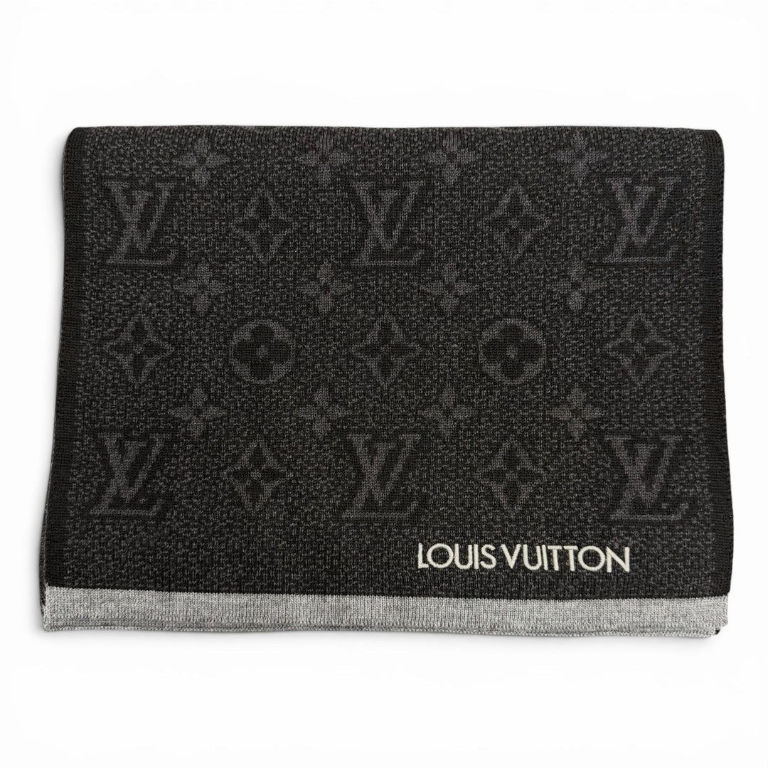 Excellent LOUIS VUITTON Scarf Escharp My Monogram Eclipse black wool mens M73468