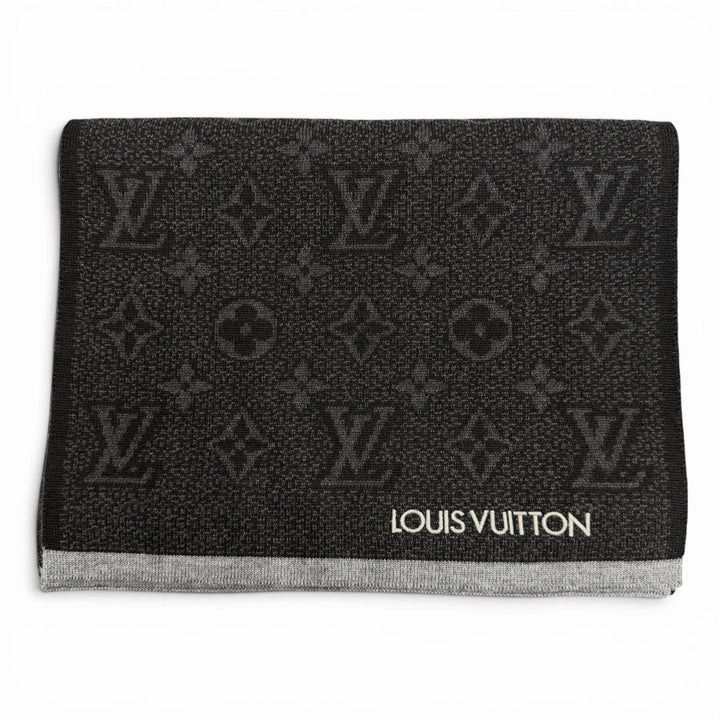 Excellent LOUIS VUITTON Scarf Escharp My Monogram Eclipse black wool mens M73468