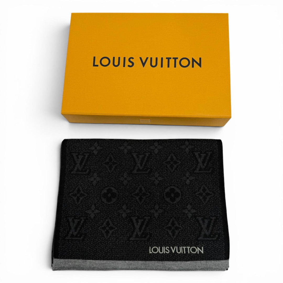 Excellent LOUIS VUITTON Scarf Escharp My Monogram Eclipse black wool mens M73468