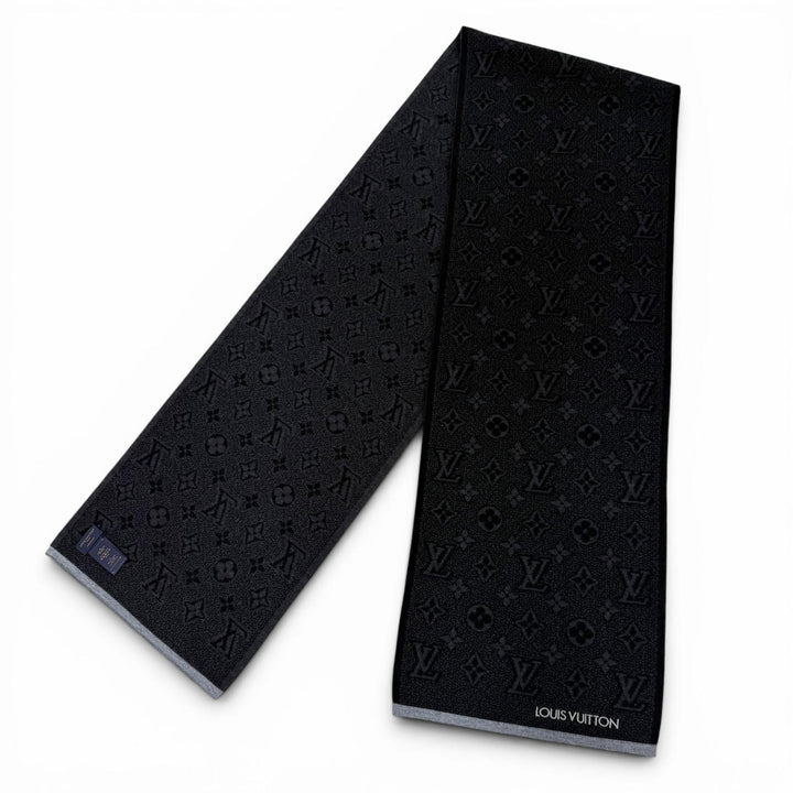 Excellent LOUIS VUITTON Scarf Escharp My Monogram Eclipse black wool mens M73468