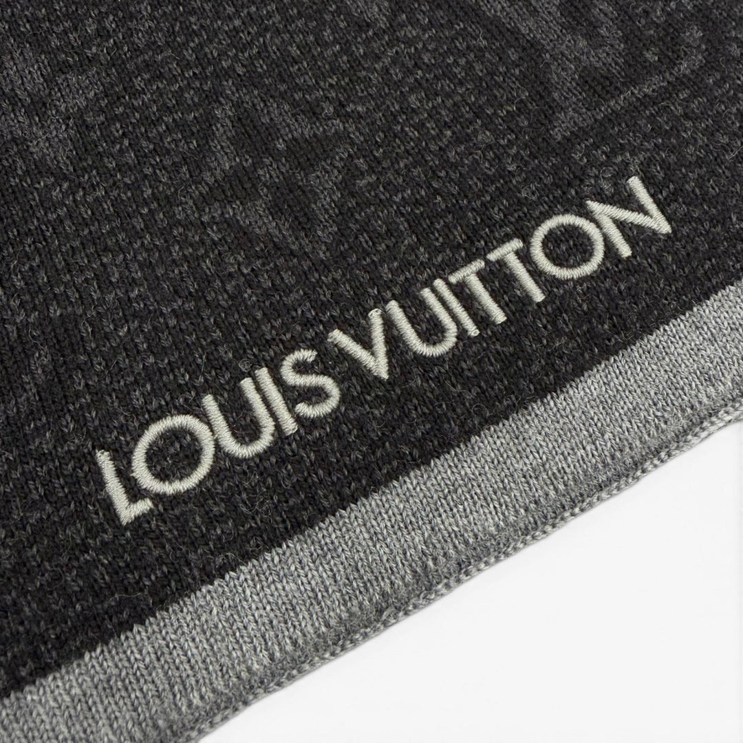 Excellent LOUIS VUITTON Scarf Escharp My Monogram Eclipse black wool mens M73468