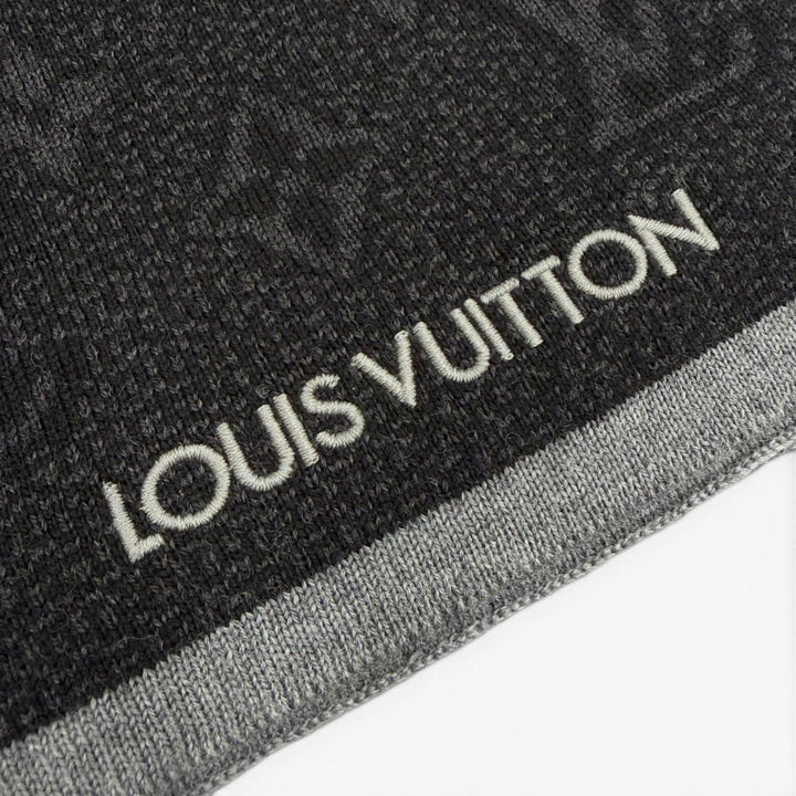 Excellent LOUIS VUITTON Scarf Escharp My Monogram Eclipse black wool mens M73468
