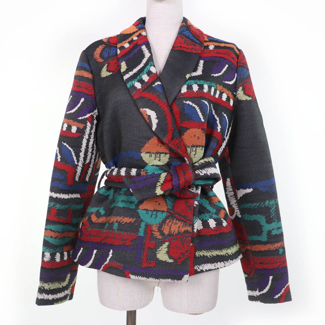 Pristine LEONARD Jacket All-over print design with belt multicolor 40 0451540
