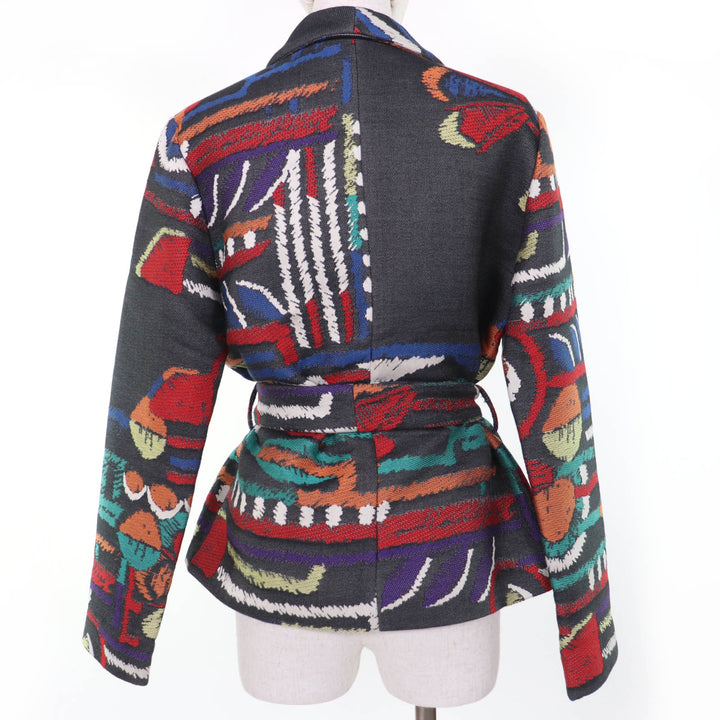 Pristine LEONARD Jacket All-over print design with belt multicolor 40 0451540