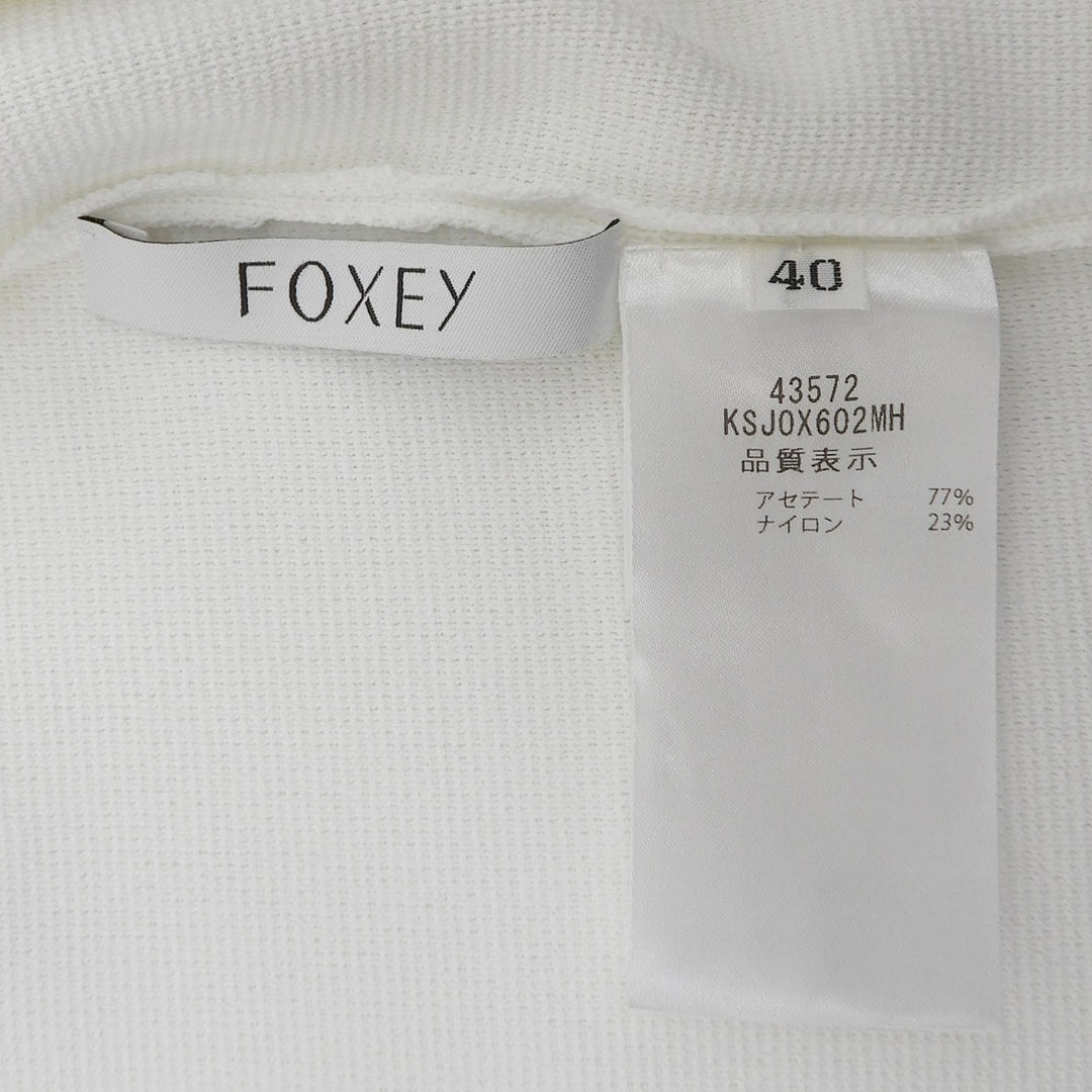 Excellent FOXEY Jacket Vermouth Open-front cropped knit white Women 40 43572
