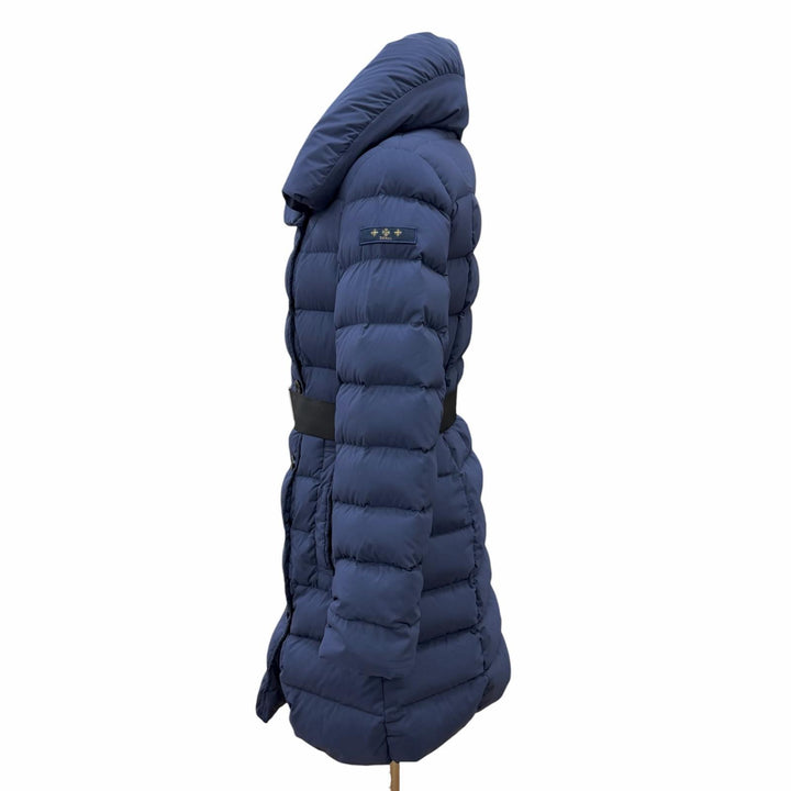 Great TATRAS down coat AGOGNA Belted logo patch shawl collar Navy LTA17A4487