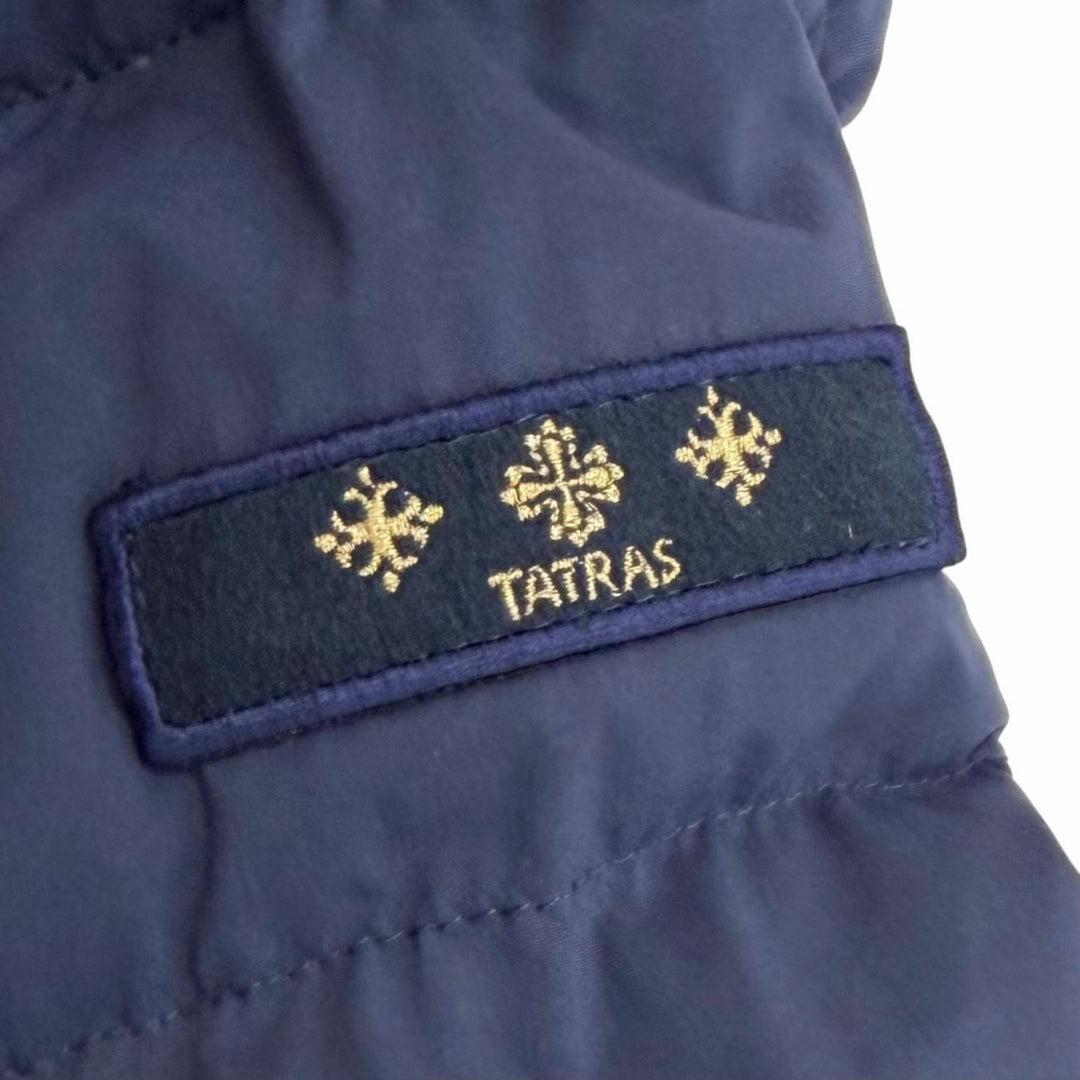 Great TATRAS down coat AGOGNA Belted logo patch shawl collar Navy LTA17A4487