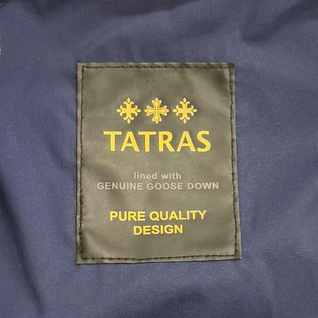 Great TATRAS down coat AGOGNA Belted logo patch shawl collar Navy LTA17A4487
