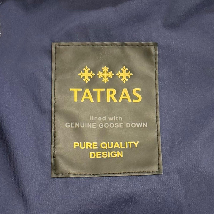 Great TATRAS down coat AGOGNA Belted logo patch shawl collar Navy LTA17A4487