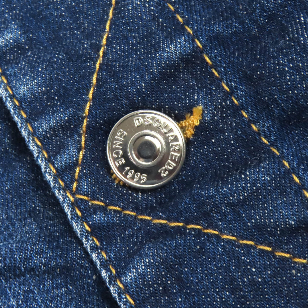 Discounted Great DSQUARED2 Denim Jacket Damage processing Indigo blue cotton 50 S74AM1386