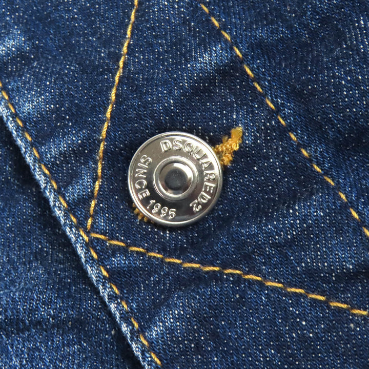 Discounted Great DSQUARED2 Denim Jacket Damage processing Indigo blue cotton 50 S74AM1386