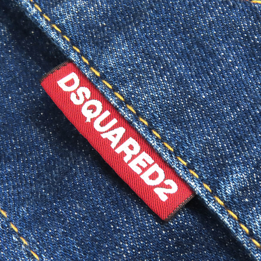 Discounted Great DSQUARED2 Denim Jacket Damage processing Indigo blue cotton 50 S74AM1386