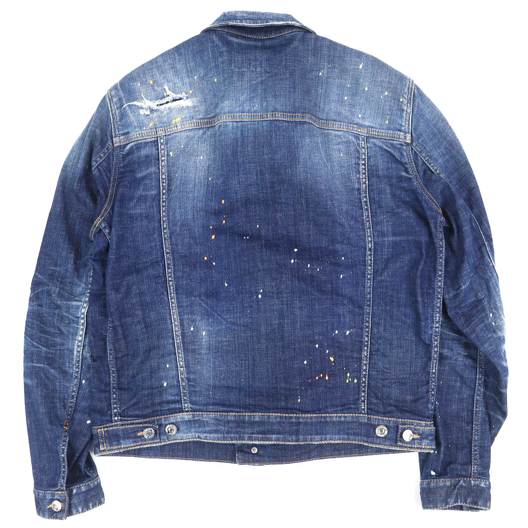 Discounted Great DSQUARED2 Denim Jacket Damage processing Indigo blue cotton 50 S74AM1386