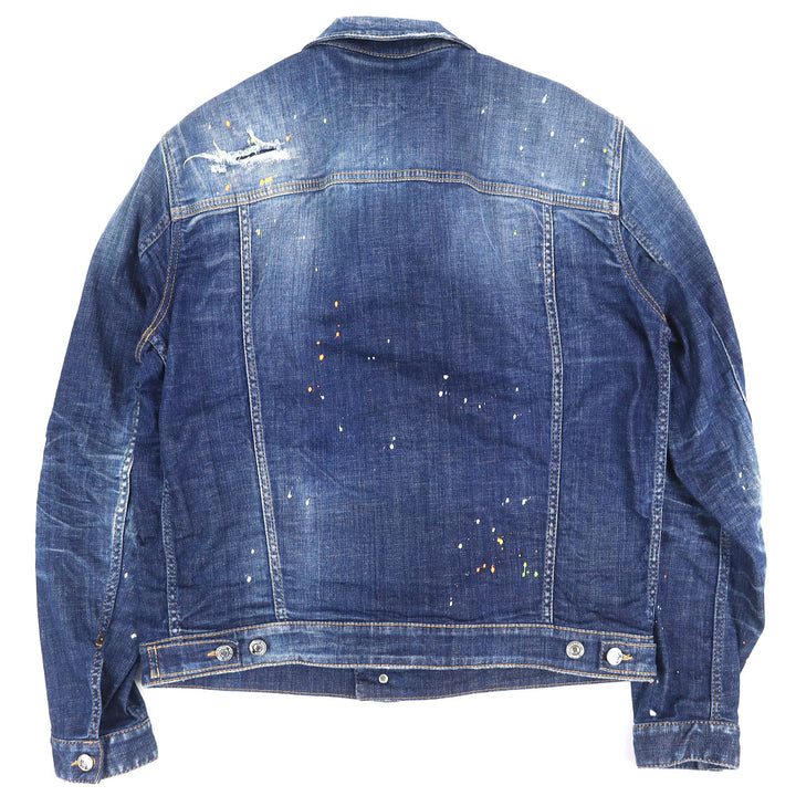 Discounted Great DSQUARED2 Denim Jacket Damage processing Indigo blue cotton 50 S74AM1386