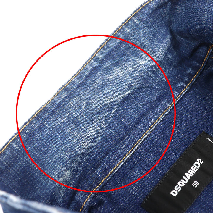 Discounted Great DSQUARED2 Denim Jacket Damage processing Indigo blue cotton 50 S74AM1386