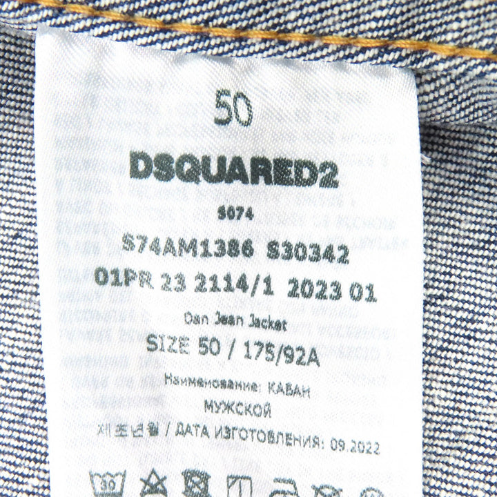 Discounted Great DSQUARED2 Denim Jacket Damage processing Indigo blue cotton 50 S74AM1386