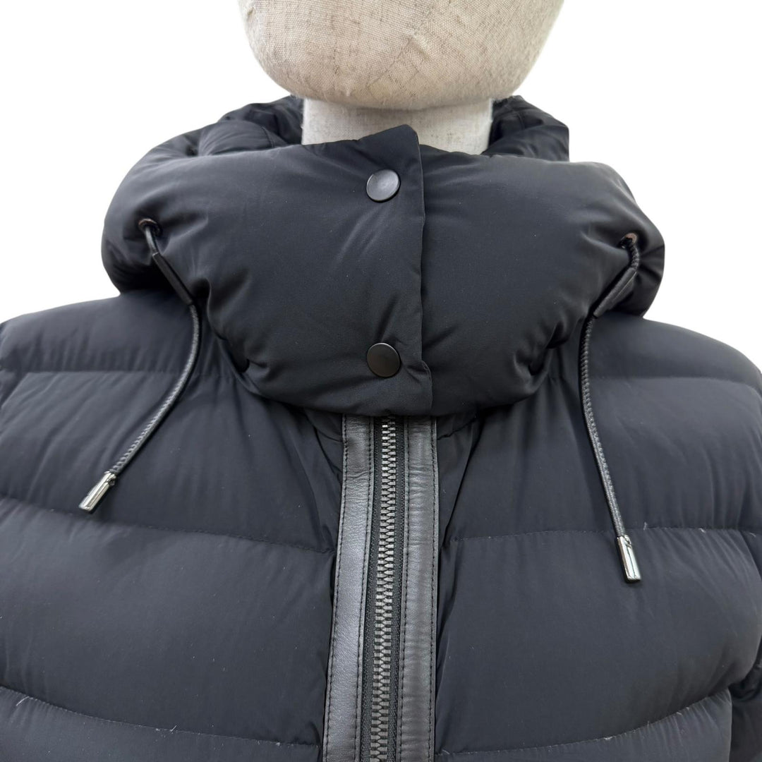 Great MACKAGE down coat FARREN Leather-trimmed hooded zip-up jacket black XS