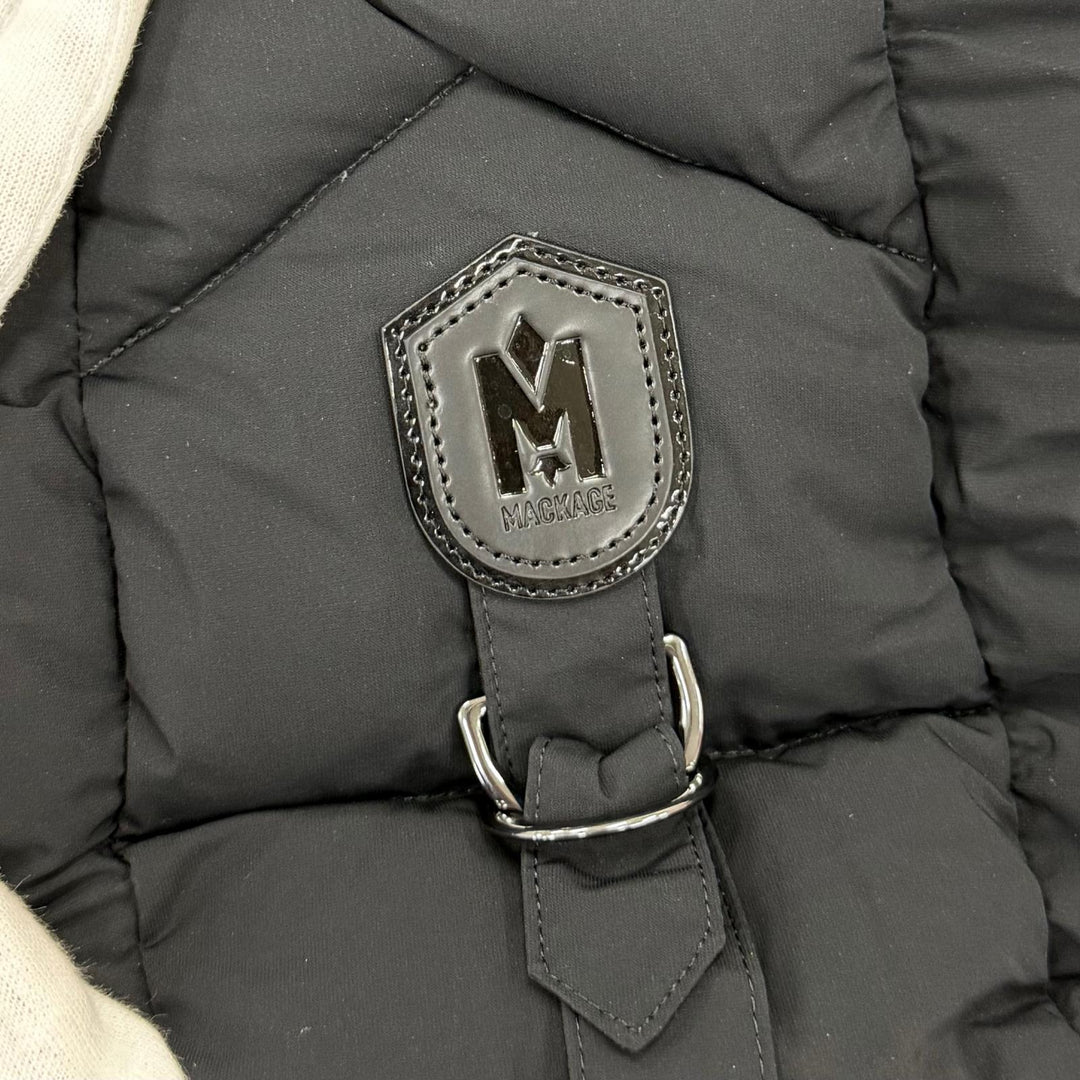 Great MACKAGE down coat FARREN Leather-trimmed hooded zip-up jacket black XS
