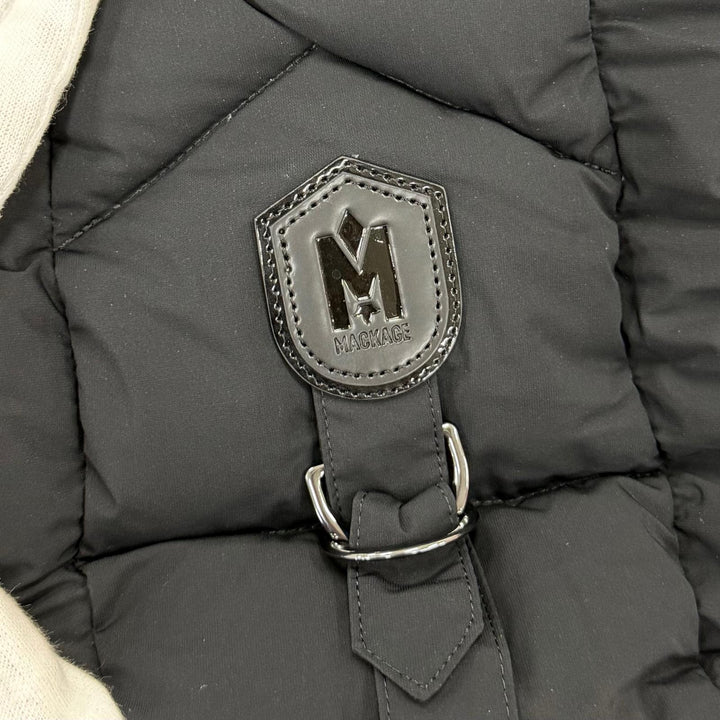 Great MACKAGE down coat FARREN Leather-trimmed hooded zip-up jacket black XS