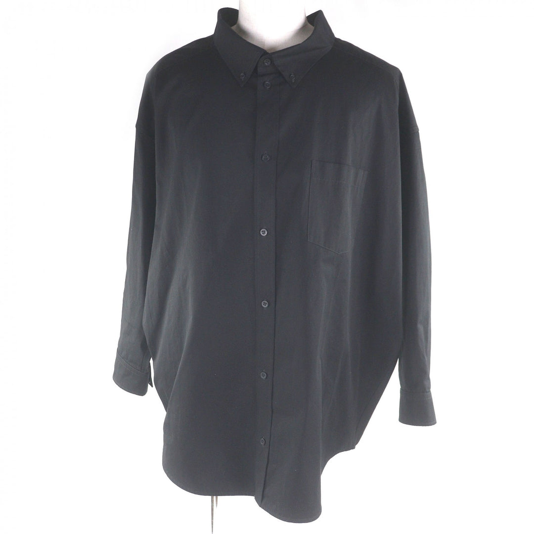 Great BALENCIAGA Long sleeve shirt Back logo oversized button-down shirt black