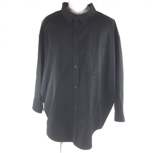 Great BALENCIAGA Long sleeve shirt Back logo oversized button-down shirt black