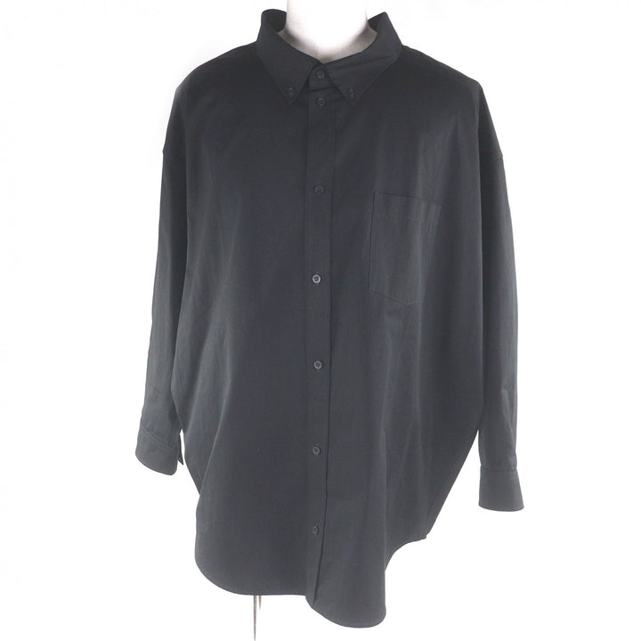Great BALENCIAGA Long sleeve shirt Back logo oversized button-down shirt black