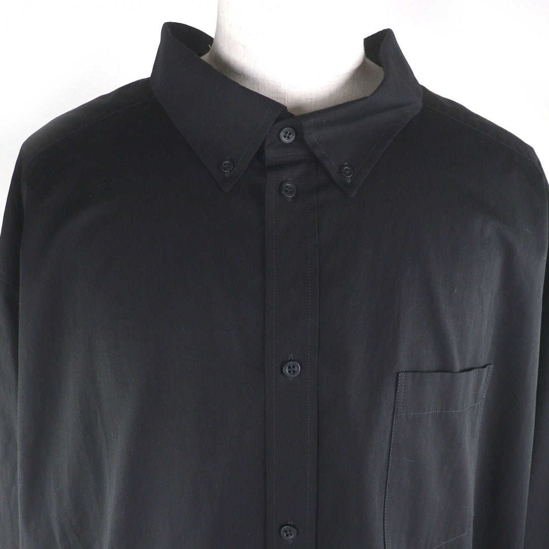 Great BALENCIAGA Long sleeve shirt Back logo oversized button-down shirt black