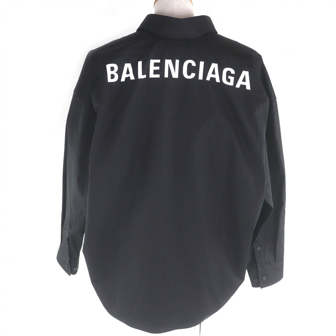 Great BALENCIAGA Long sleeve shirt Back logo oversized button-down shirt black