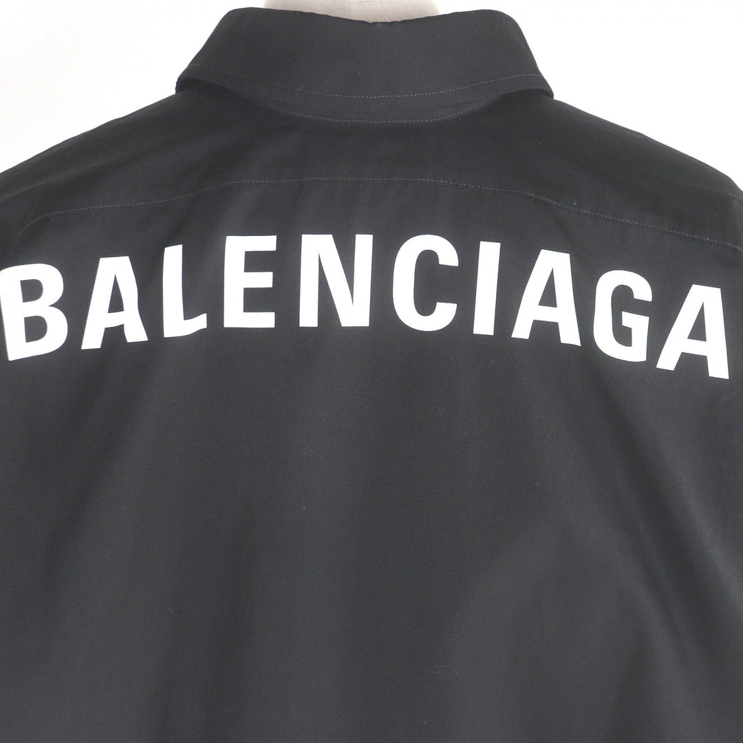 Great BALENCIAGA Long sleeve shirt Back logo oversized button-down shirt black