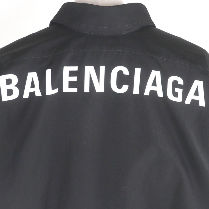 Great BALENCIAGA Long sleeve shirt Back logo oversized button-down shirt black