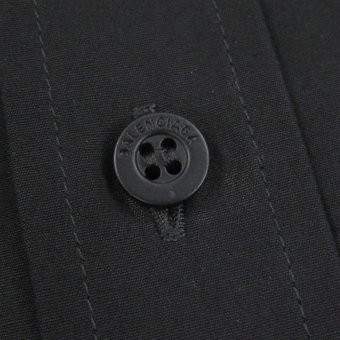 Great BALENCIAGA Long sleeve shirt Back logo oversized button-down shirt black
