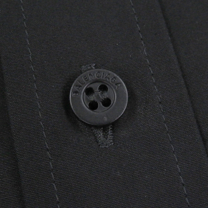 Great BALENCIAGA Long sleeve shirt Back logo oversized button-down shirt black