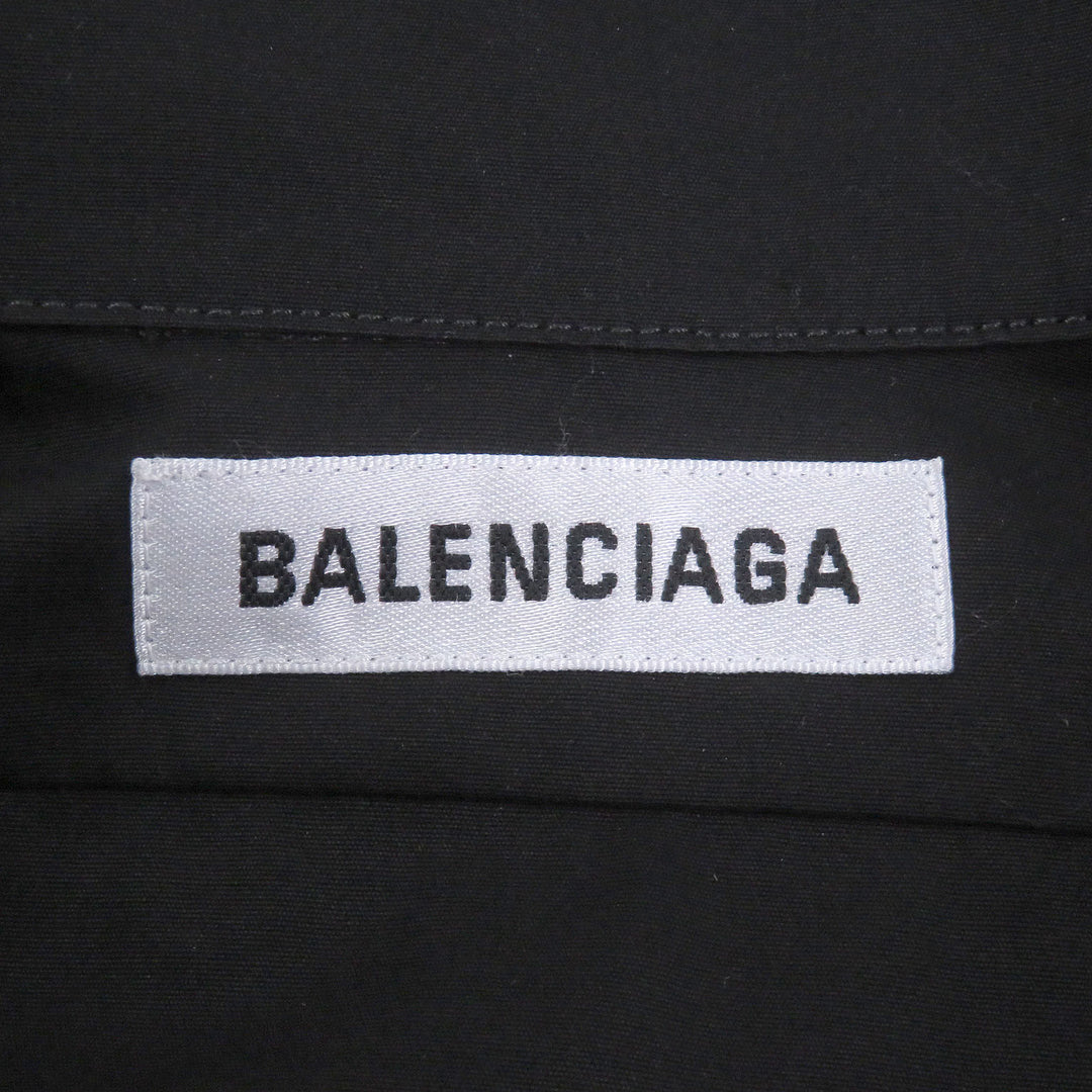 Great BALENCIAGA Long sleeve shirt Back logo oversized button-down shirt black