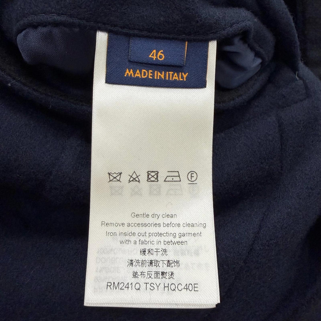 Excellent LOUIS VUITTON Chester coat Monogram Giant Hooded Scarf Navy 46