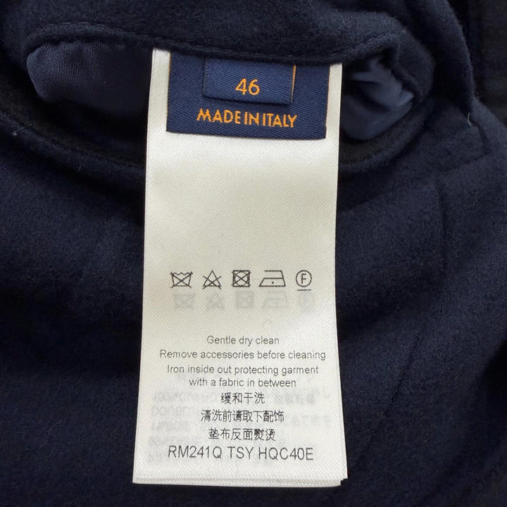 Excellent LOUIS VUITTON Chester coat Monogram Giant Hooded Scarf Navy 46
