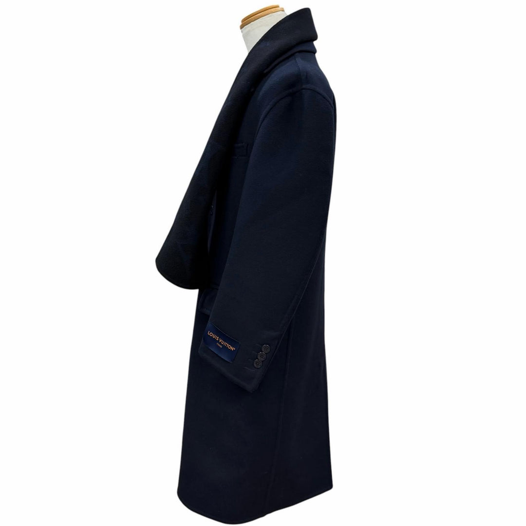 Excellent LOUIS VUITTON Chester coat Monogram Giant Hooded Scarf Navy 46