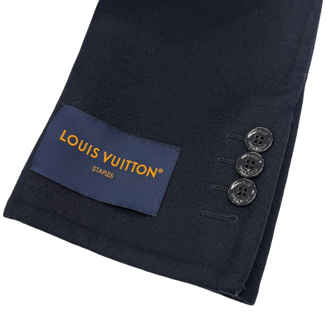 Excellent LOUIS VUITTON Chester coat Monogram Giant Hooded Scarf Navy 46