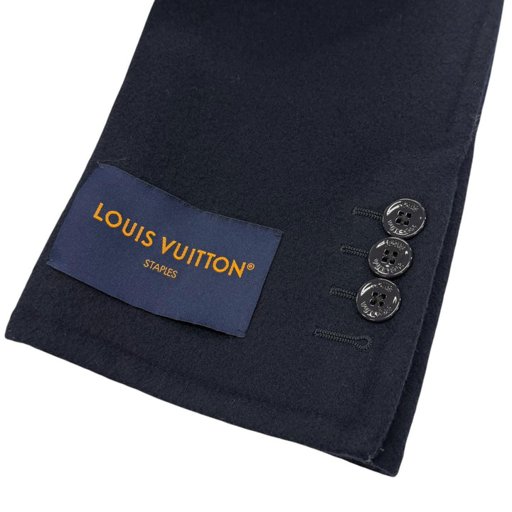 Excellent LOUIS VUITTON Chester coat Monogram Giant Hooded Scarf Navy 46