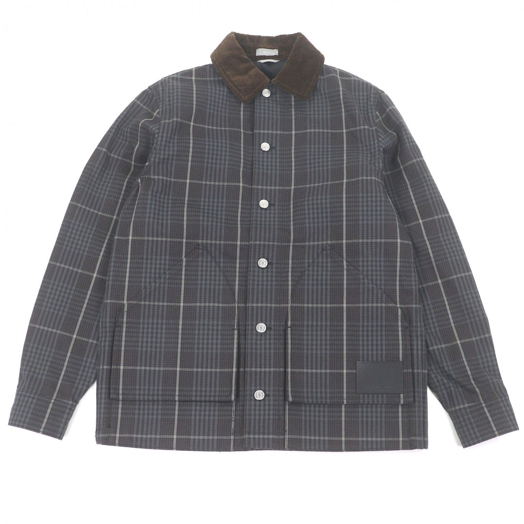 Excellent DIOR Coverall Check Pattern, Corduroy Collar Gray