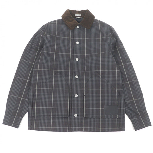 Excellent DIOR Coverall Check Pattern, Corduroy Collar Gray