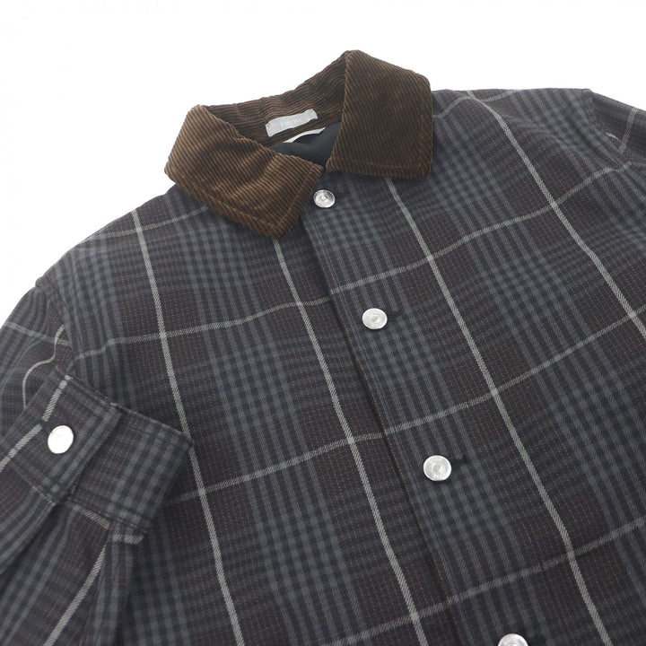 Excellent DIOR Coverall Check Pattern, Corduroy Collar Gray