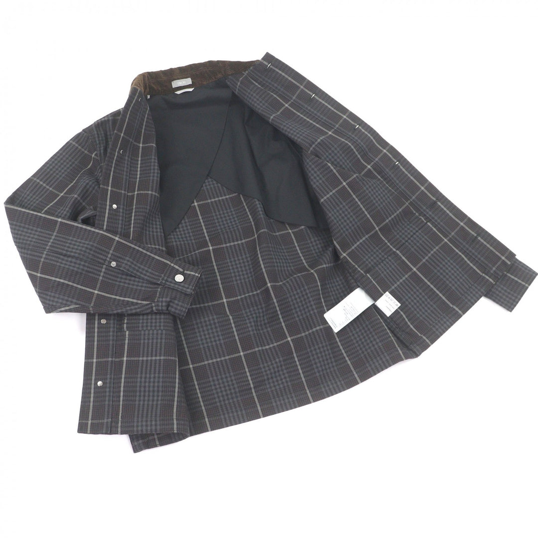 Excellent DIOR Coverall Check Pattern, Corduroy Collar Gray