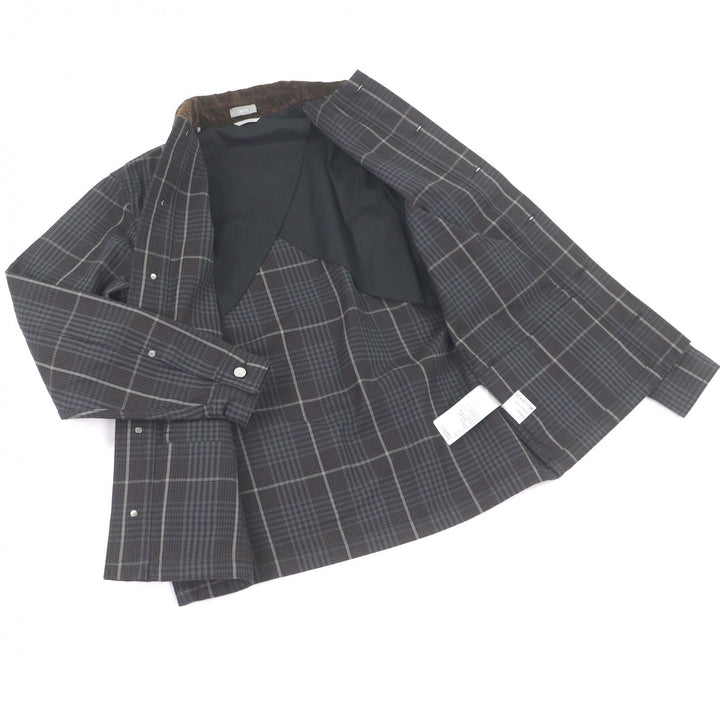 Excellent DIOR Coverall Check Pattern, Corduroy Collar Gray