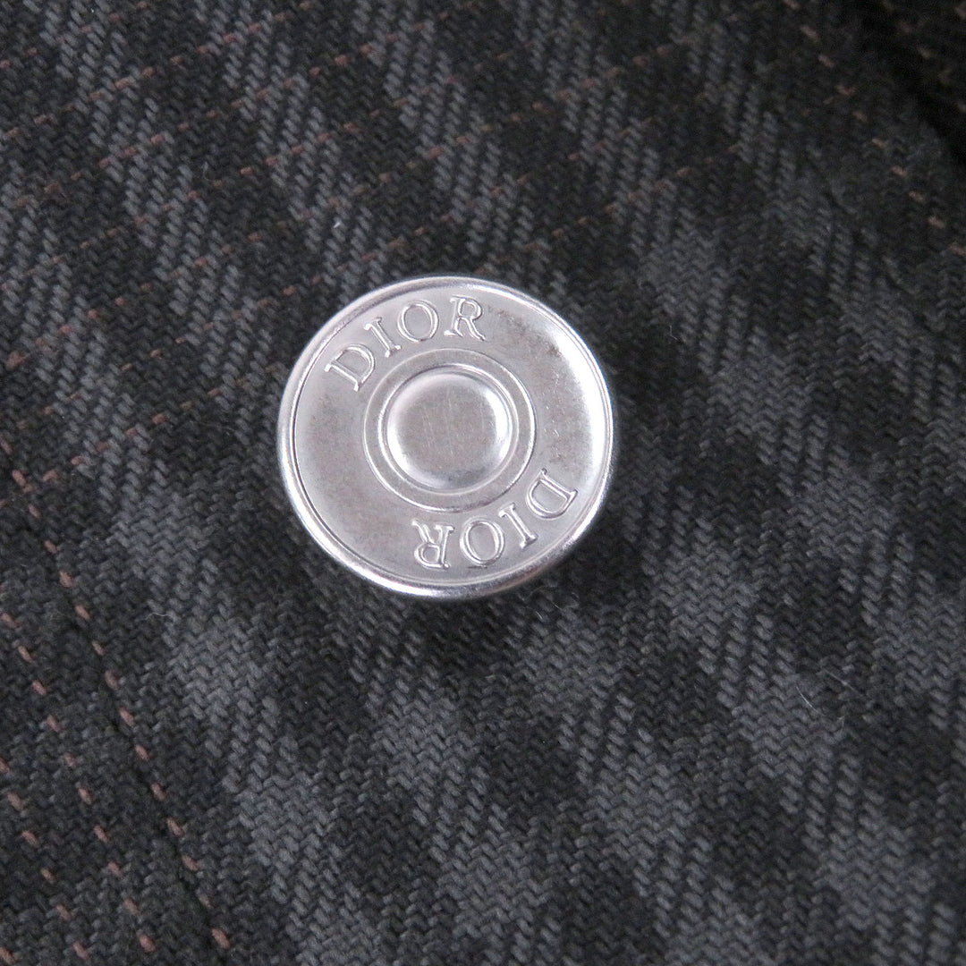 Excellent DIOR Coverall Check Pattern, Corduroy Collar Gray