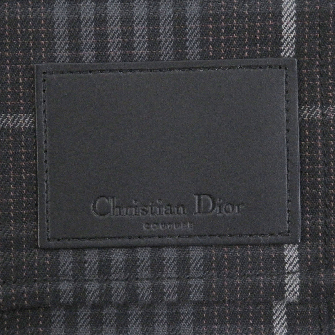 Excellent DIOR Coverall Check Pattern, Corduroy Collar Gray